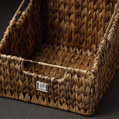 Brown - Handcrafted Organic Water Hyacinth Pantry Basket (10.5 x 8 in)