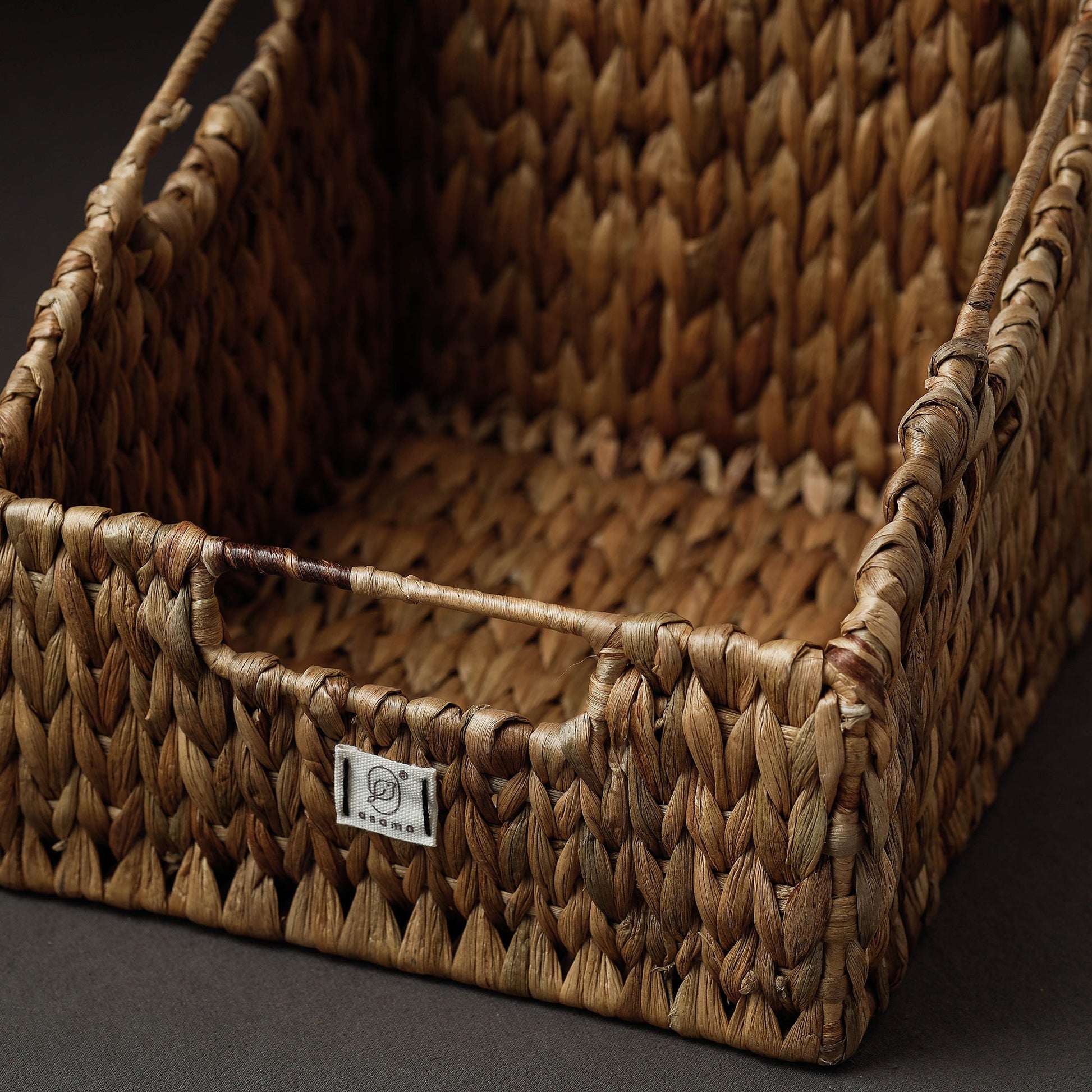 Brown - Handcrafted Organic Water Hyacinth Pantry Basket (10.5 x 8 in)