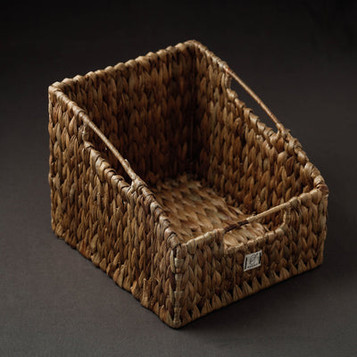 Brown - Handcrafted Organic Water Hyacinth Pantry Basket (10.5 x 8 in)