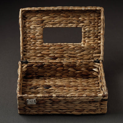 Brown - Handcrafted Organic Water Hyacinth Tissue Box (10 x 6.5 in)