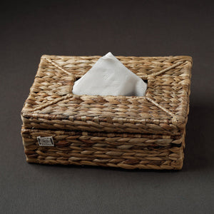 Brown - Handcrafted Organic Water Hyacinth Tissue Box (10 x 6.5 in)