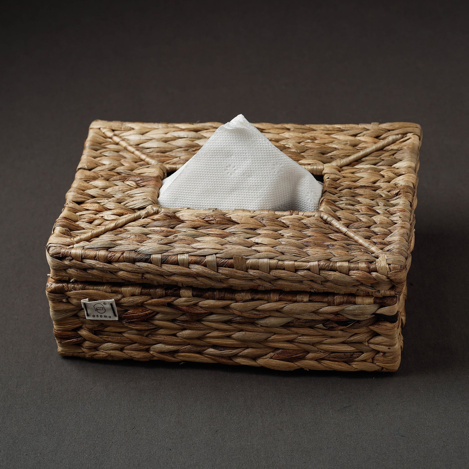 Brown - Handcrafted Organic Water Hyacinth Tissue Box (10 x 6.5 in)