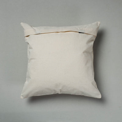 Brown - Pipli Applique Work Cotton Cushion Cover (16 x 16 in)
