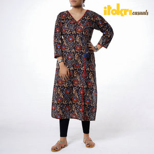 Black - Bagru Block Printed Cotton Long Kurta