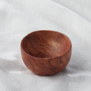 Brown - Handcarved Natural Neem Wood Bowl (2 in)