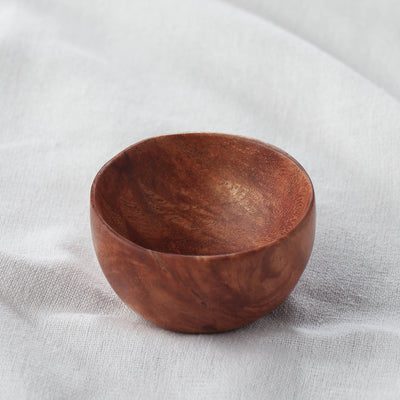 Brown - Handcarved Natural Neem Wood Bowl (2 in)