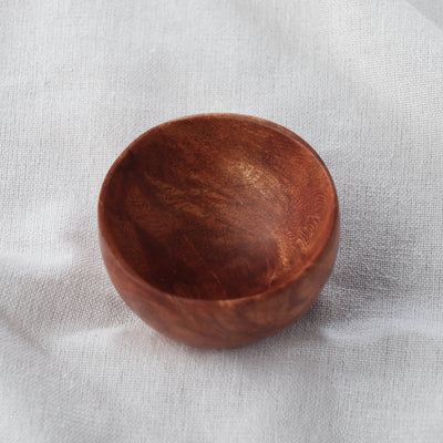 Brown - Handcarved Natural Neem Wood Bowl (2 in)
