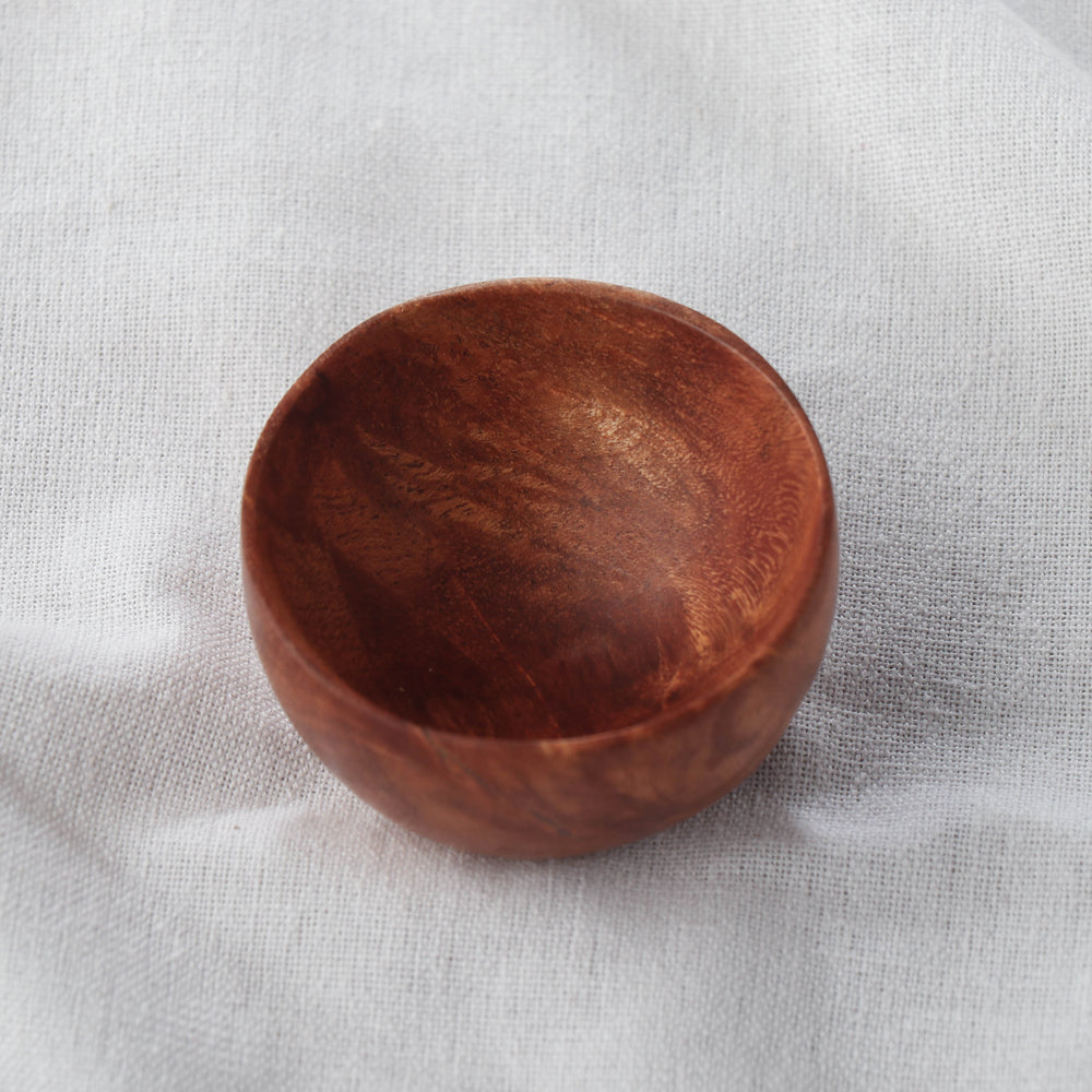 Brown - Handcarved Natural Neem Wood Bowl (2 in)