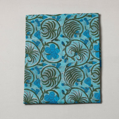 Blue -  - Sanganeri Block Printed Cotton Precut Fabric (1.6 meter)