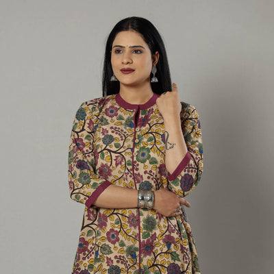 Beige - Kalamkari Printed Cotton Kurta