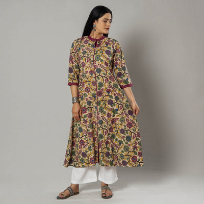 Beige - Kalamkari Printed Cotton Kurta