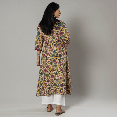 Beige - Kalamkari Printed Cotton Kurta
