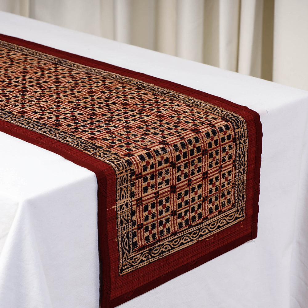 Black - Special Natural Bamboo Bagh Block Printing Table Runner