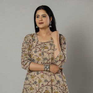 Beige - Kalamkari Printed Cotton Kurta