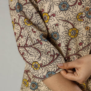Beige - Kalamkari Printed Cotton Kurta
