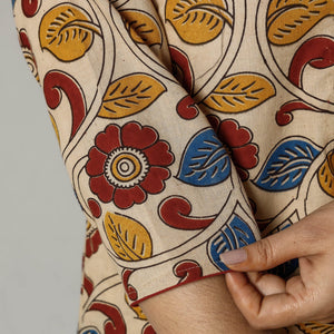 Beige -  Kalamkari Printed Cotton Kurta