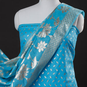Blue - 2pc Cotton x Viscose Zari Banarasi Dress Material