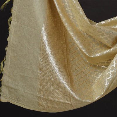 Beige - 2pc Cotton x Viscose Zari Banarasi Dress Material