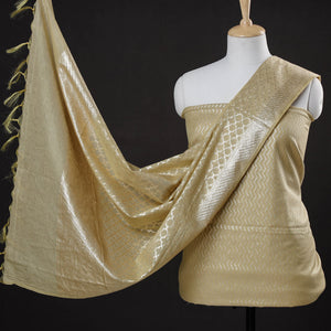Beige - 2pc Cotton x Viscose Zari Banarasi Dress Material