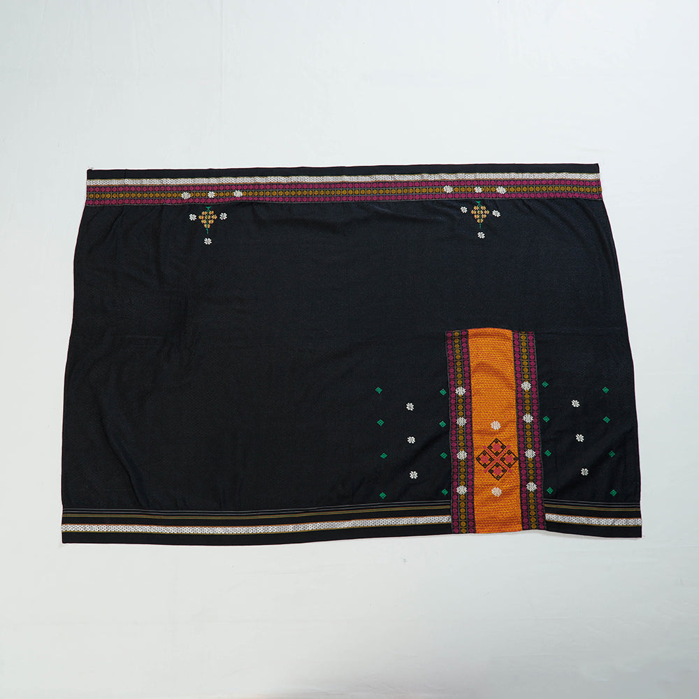 Black - Kasuti Embroidery Khun Silk Cotton Blouse Piece 79