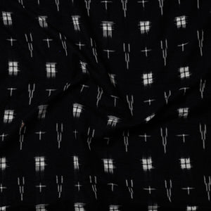 Black - Pochampally Ikat Weave Handloom Cotton Precut Fabric (1.8 meter)