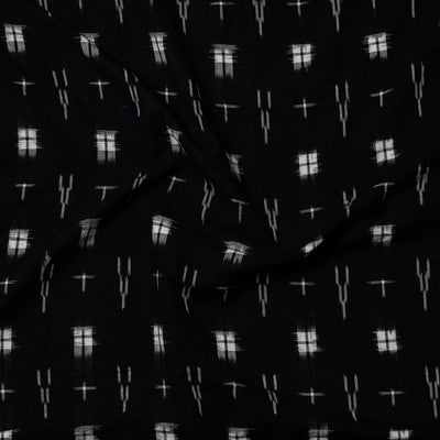Black - Pochampally Ikat Weave Handloom Cotton Precut Fabric (1.8 meter)