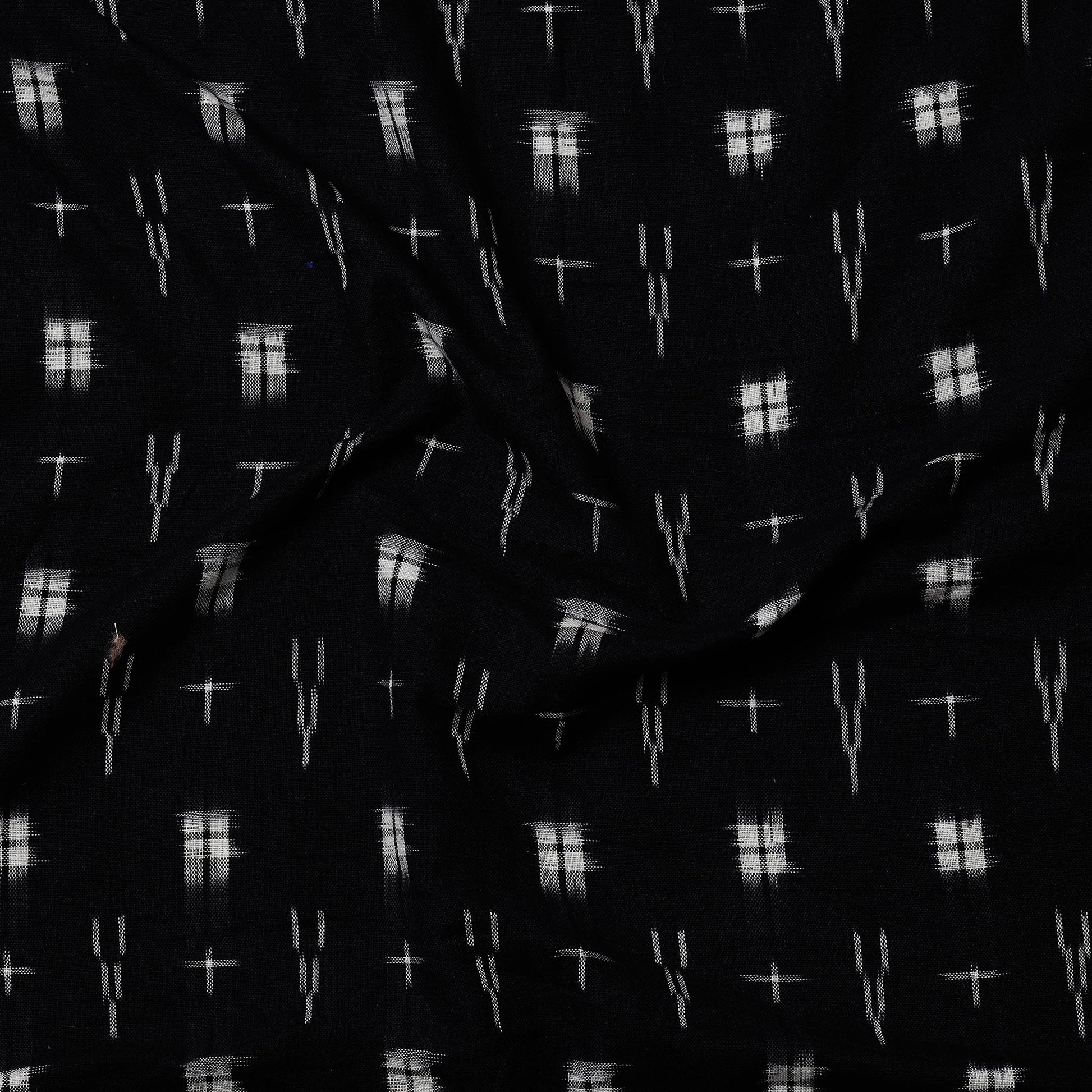 Black - Pochampally Ikat Weave Handloom Cotton Precut Fabric (1.8 meter)