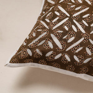 Brown - Cutwork Cotton Applique Cushion Cover (16 x 16 in)