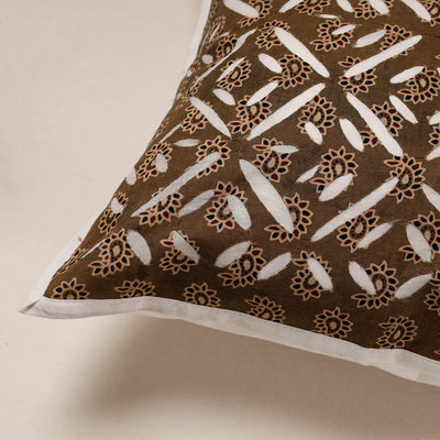 Brown - Cutwork Cotton Applique Cushion Cover (16 x 16 in)