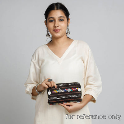Black - Banjara Vintage Embroidery Coin Work Wallet