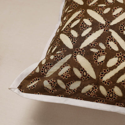 Brown - Cutwork Cotton Applique Cushion Cover (16 x 16 in)