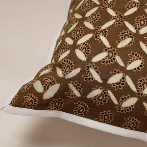 Brown - Cutwork Cotton Applique Cushion Cover (16 x 16 in)