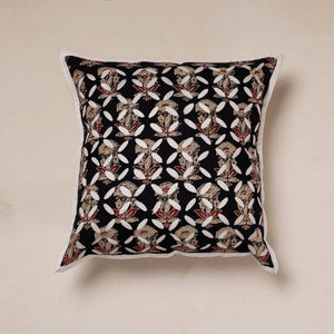 Black - Cutwork Cotton Applique Cushion Cover (16 x 16 in)