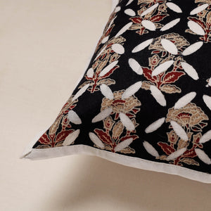 Black - Cutwork Cotton Applique Cushion Cover (16 x 16 in)