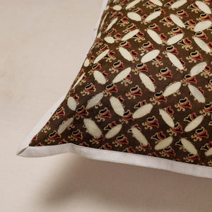 Brown - Cutwork Cotton Applique Cushion Cover (16 x 16 in)