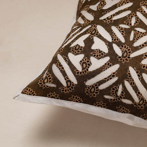 Brown - Cutwork Cotton Applique Cushion Cover (16 x 16 in)