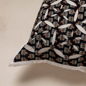Black - Cutwork Cotton Applique Cushion Cover (16 x 16 in)