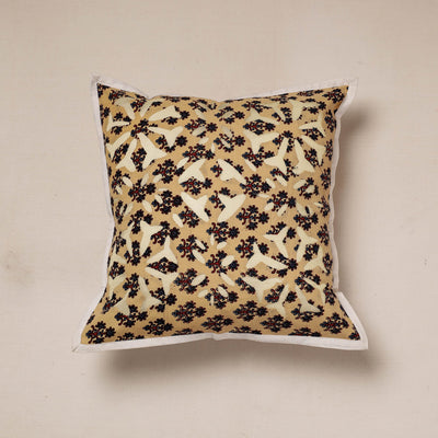 Beige - Cutwork Cotton Applique Cushion Cover (16 x 16 in)
