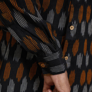 Black - Pochampally Ikat Cotton Men Full Sleeve Shirt