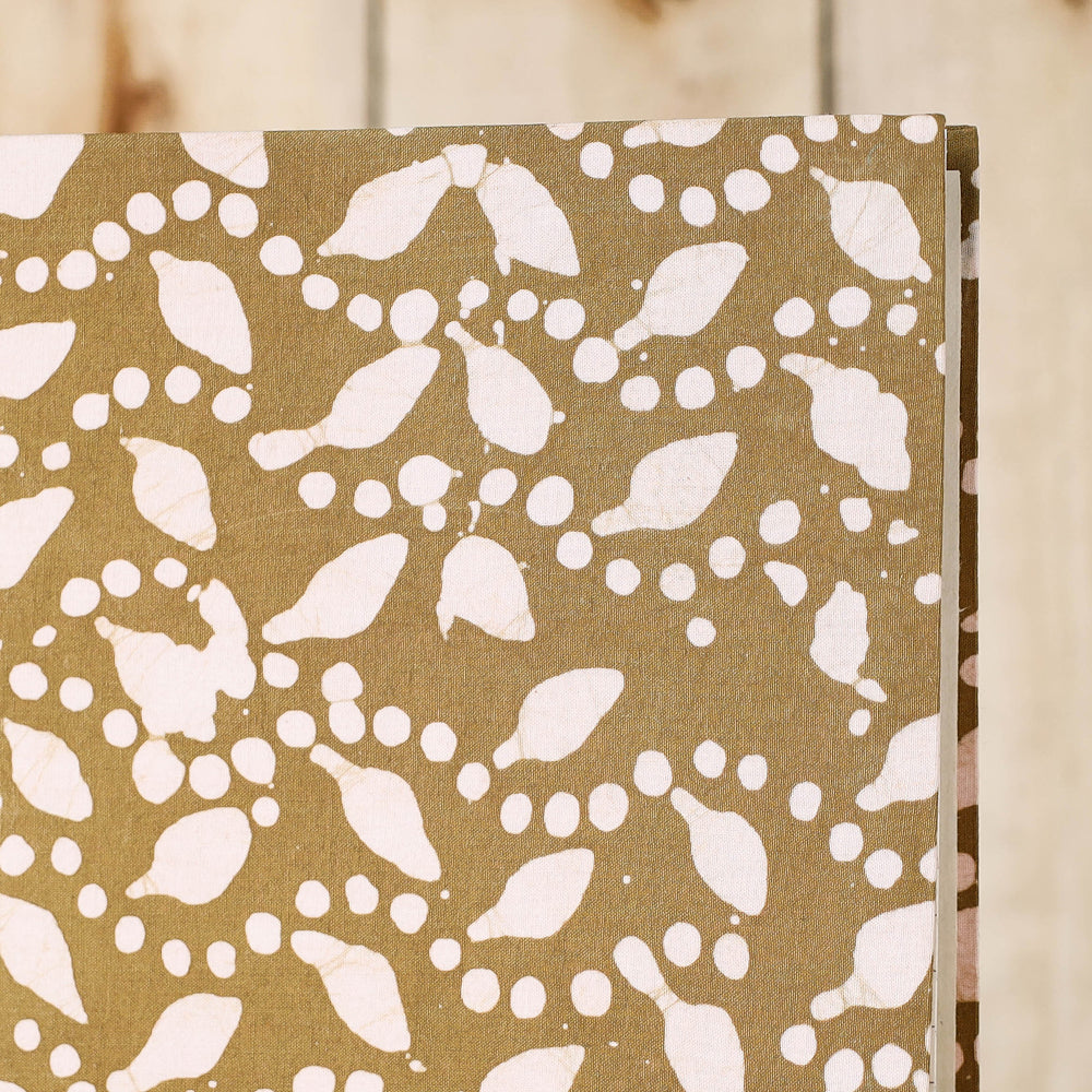 Brown - Batik Fabric Cover Handmade Paper Notebook (9 x 7 in)
