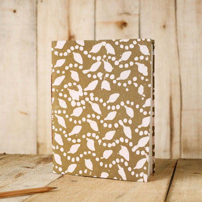 Brown - Batik Fabric Cover Handmade Paper Notebook (9 x 7 in)