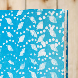 Blue - Batik Fabric Cover Handmade Paper Notebook (9 x 7 in)