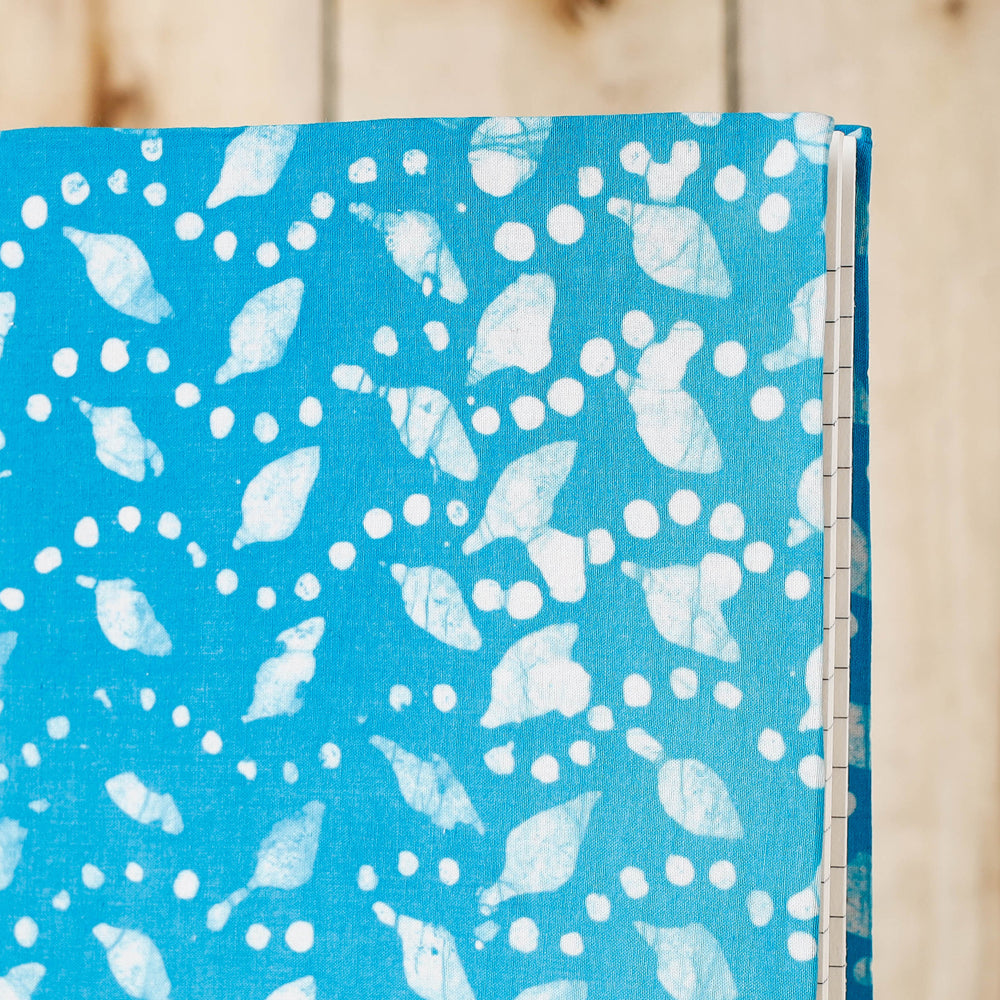 Blue - Batik Fabric Cover Handmade Paper Notebook (9 x 7 in)