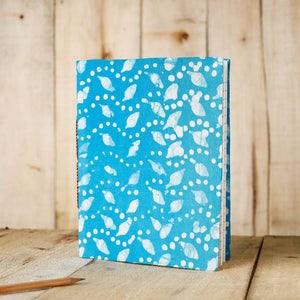 Blue - Batik Fabric Cover Handmade Paper Notebook (9 x 7 in)