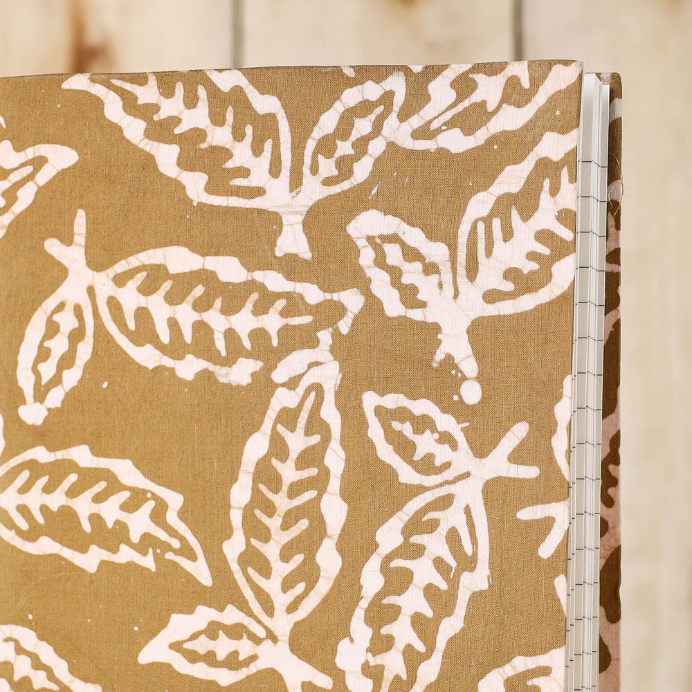 Brown - Batik Fabric Cover Handmade Paper Notebook (9 x 7 in)