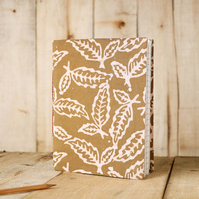 Brown - Batik Fabric Cover Handmade Paper Notebook (9 x 7 in)