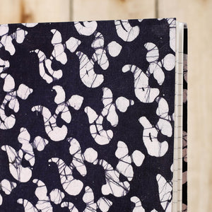 Blue - Batik Fabric Cover Handmade Paper Notebook (9 x 7 in)