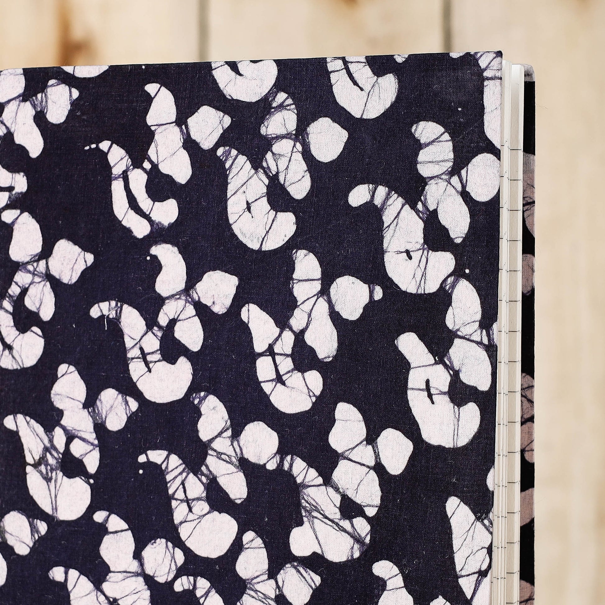 Blue - Batik Fabric Cover Handmade Paper Notebook (9 x 7 in)