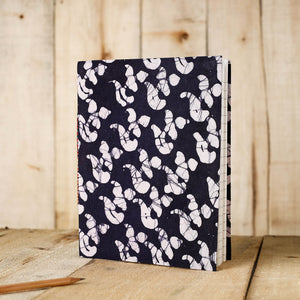 Blue - Batik Fabric Cover Handmade Paper Notebook (9 x 7 in)