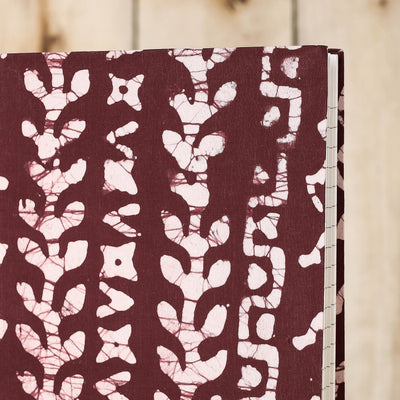 Brown - Batik Fabric Cover Handmade Paper Notebook (9 x 7 in)